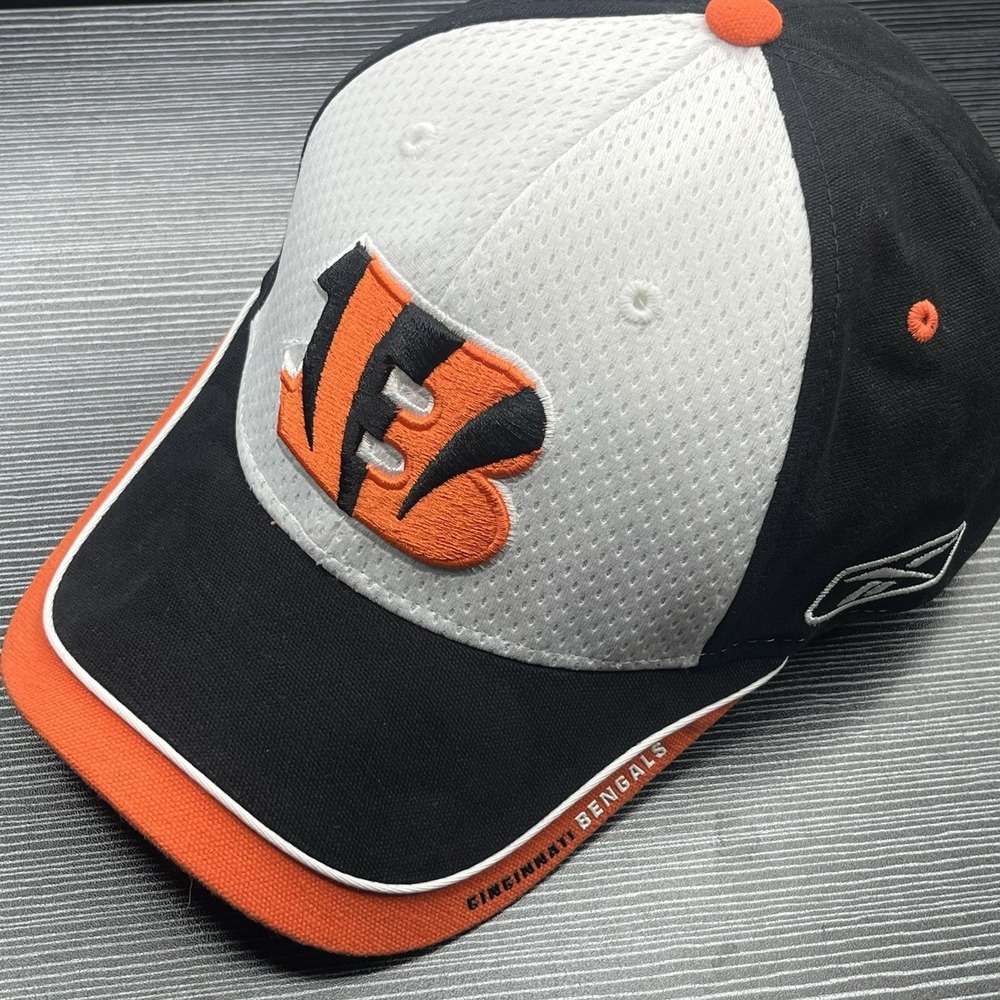 Reebok NFL Equipment Cincinnati Bengals Adjustable Hat Black Orange Football Cap